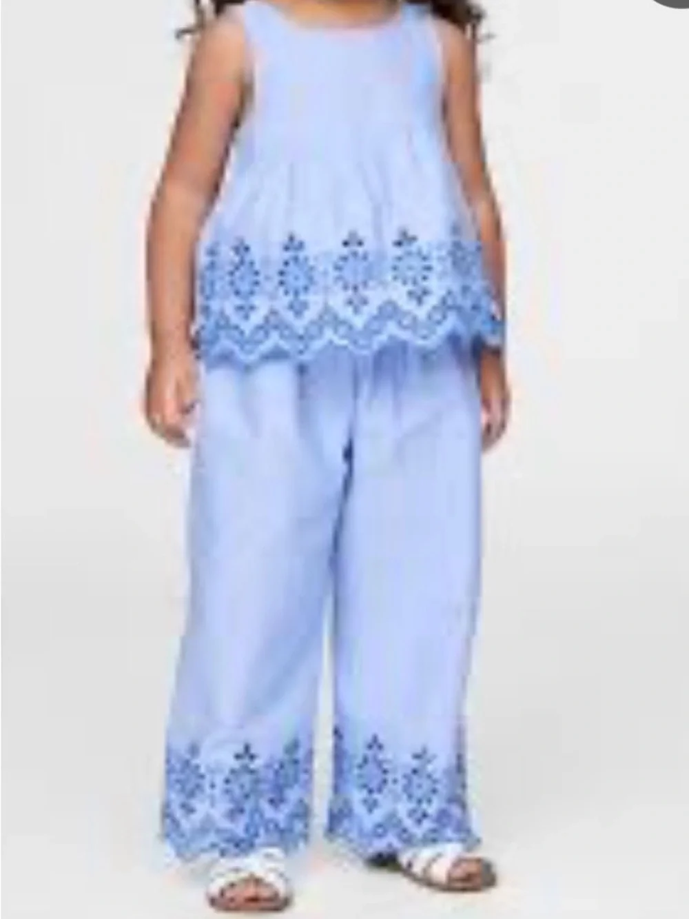 Gap Light Blue Embroidered Girls' Tank Top & Culotte Set